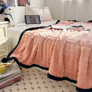 Soft Bubble Fleece Blanket, Solid Color, High Weight, Breathable, Modern Casual Style, Summer Bed Cover
