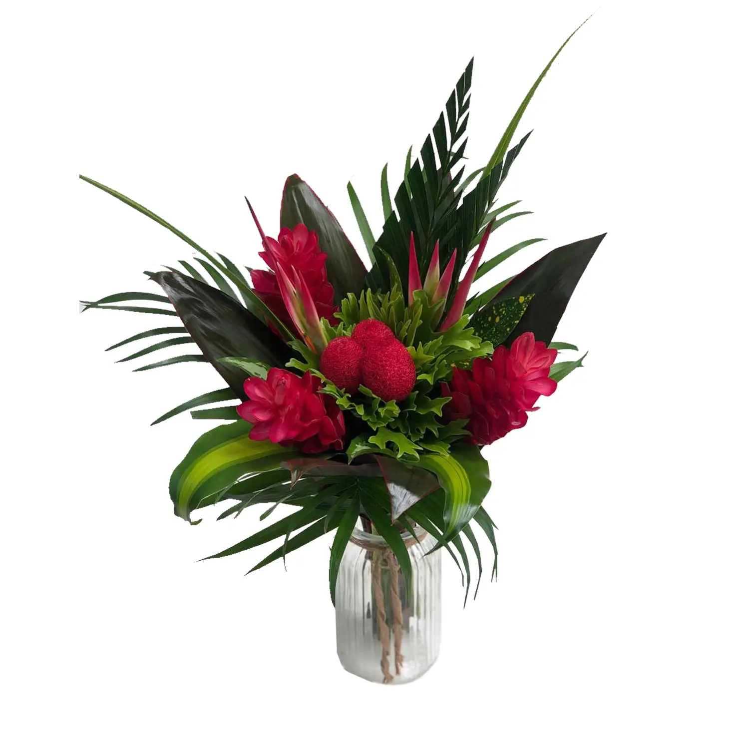 Very Berry Tropical Bouquet - Vibrant 24 Stem Flower Arrangement with 13 Unique Species for Home Decor or Gifting