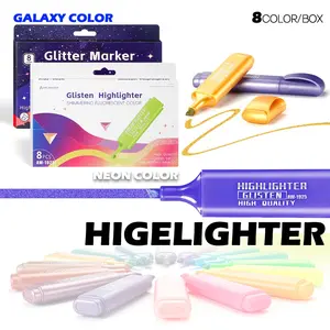 Flash Metallic Color Fluorescent Pen, Student Highlighter Marker, Colored Marking Pens, High-Gloss Slanted Tip, Sparkle Powder Pen