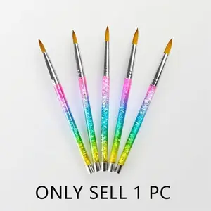Vibrant Gradient Mink Brush for Nail Art, Crystal Handle Single Stroke, Ideal for Salons and DIY Enthusiasts, Precision Liner and Embossing Brush