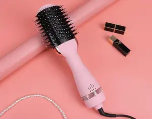 Professional Hot Air Brush Blower with Ceramic Heater and Negative Ions Tourmaline Ultra Lightweight Body Quiet Powerful 1000W Fast Drying 3 Speeds Multiple Heat Settings Cool Tip for Home Hair Styling