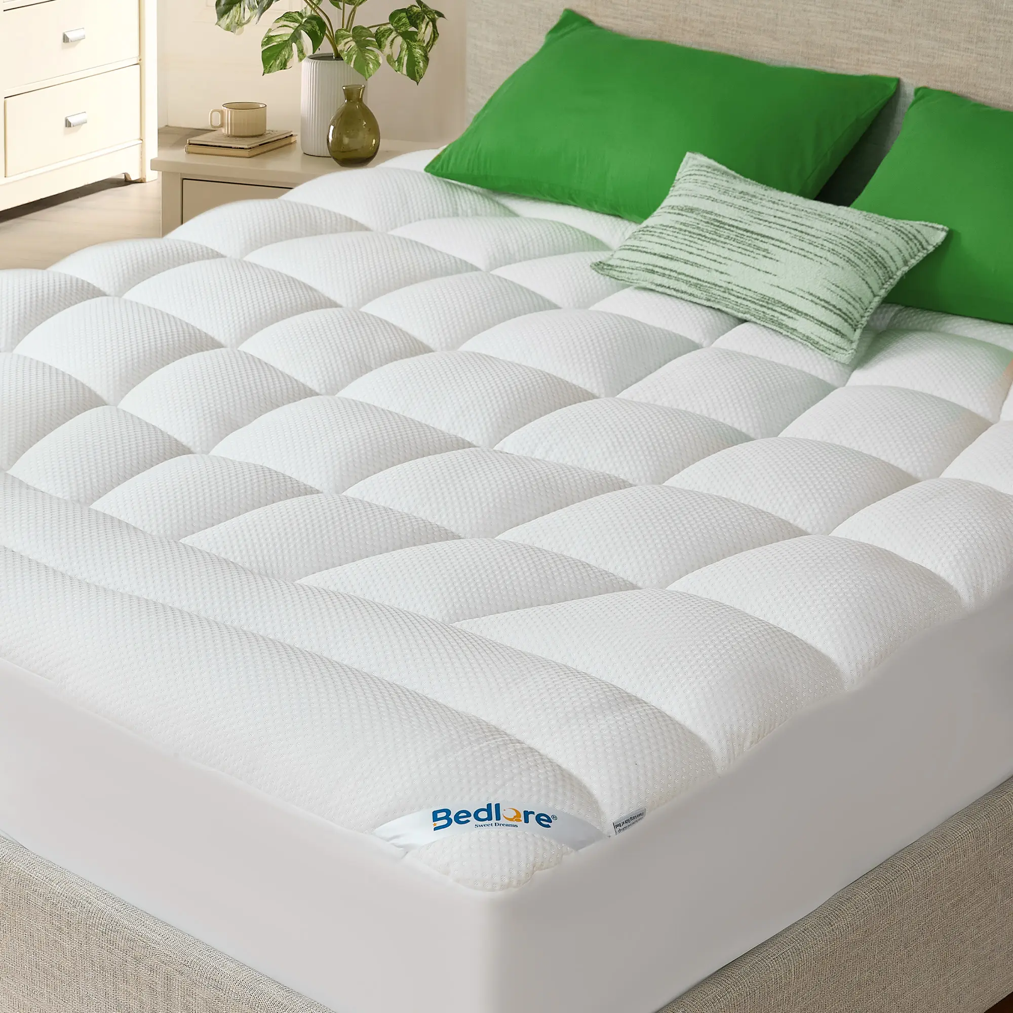 SummerWins 【BEDLORE】Mattress Topper, Ultra Soft Tencel Blend Pillow Top Mattress Pad for Back Pain Relief, 800 GSM Extra Thick and Breathable Cooling Mattress Cover with 6-18 Inch Deep Pocket