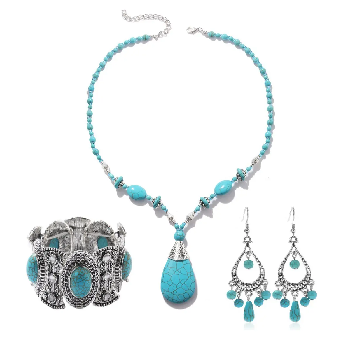 (14) Necklace, earring, bracelet set