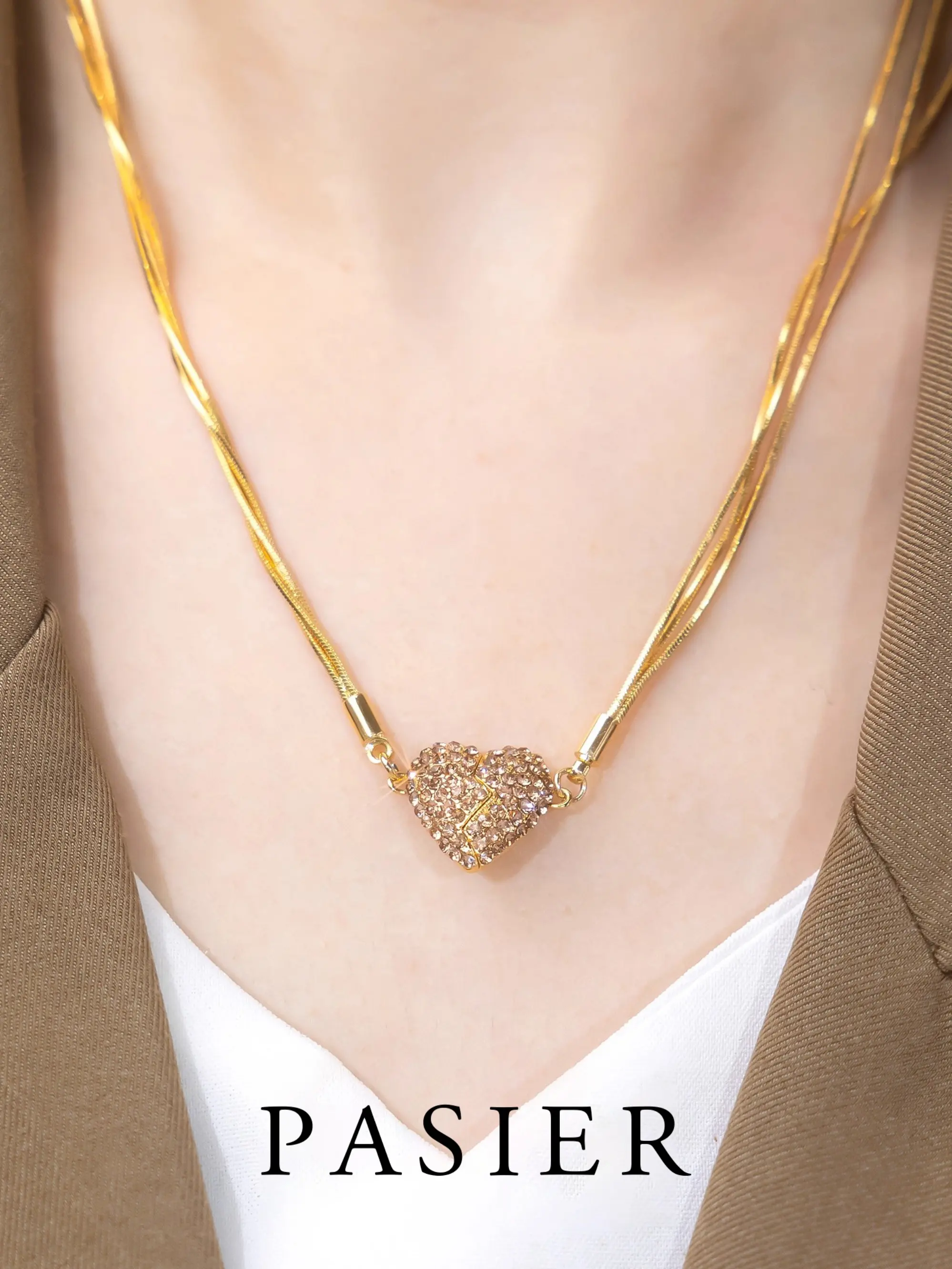 PASIER Women's Magnetic Necklace, Unique Design Sweater Chain Jewelry, New Arrival Heart Pattern Pendant Accessory for Women, Heart Shaped Necklace