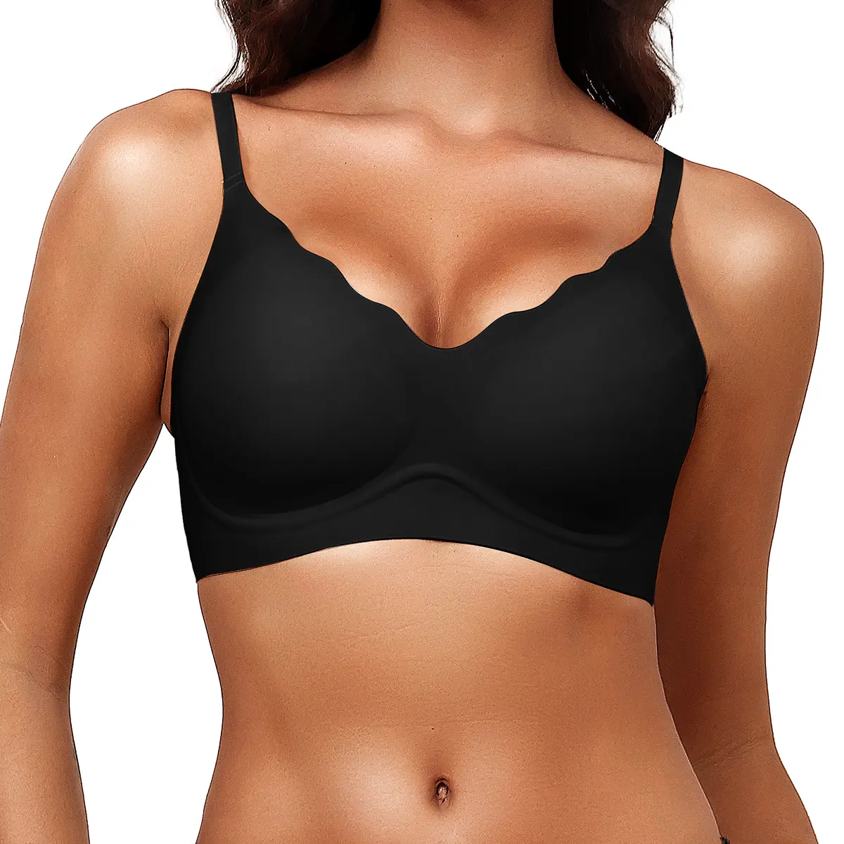 LEVAO Women's Seamless Wireless Bra - Elastic Basic Backless No Underwire T-Shirt Bra with Adjustable Straps, Elegant Cloud Minimalist Breathable Everyday Bralette for Sweaters, Ideal for Thanksgiving, Valentine's Day, Chinese New Year