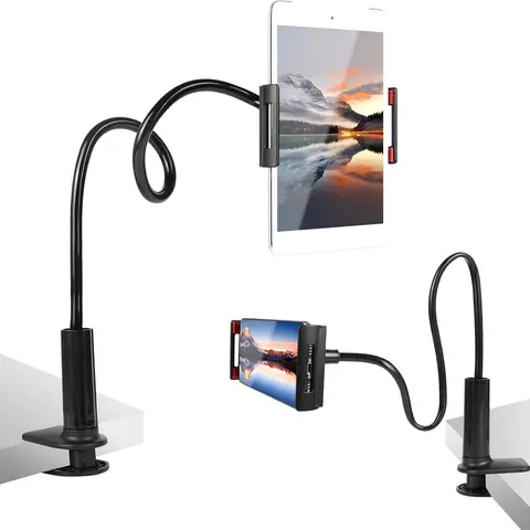 Tablet Stand for Desk, Gooseneck iPad Holder Clamp Mount, 360° Adjustable | Heavy Duty Arm Mount for iPad Pro/Air/Mini, Kindle Fire, Galaxy Tabs, 4.7"-13.5" Tablets, for Kitchen, Work, Video Call, Bed