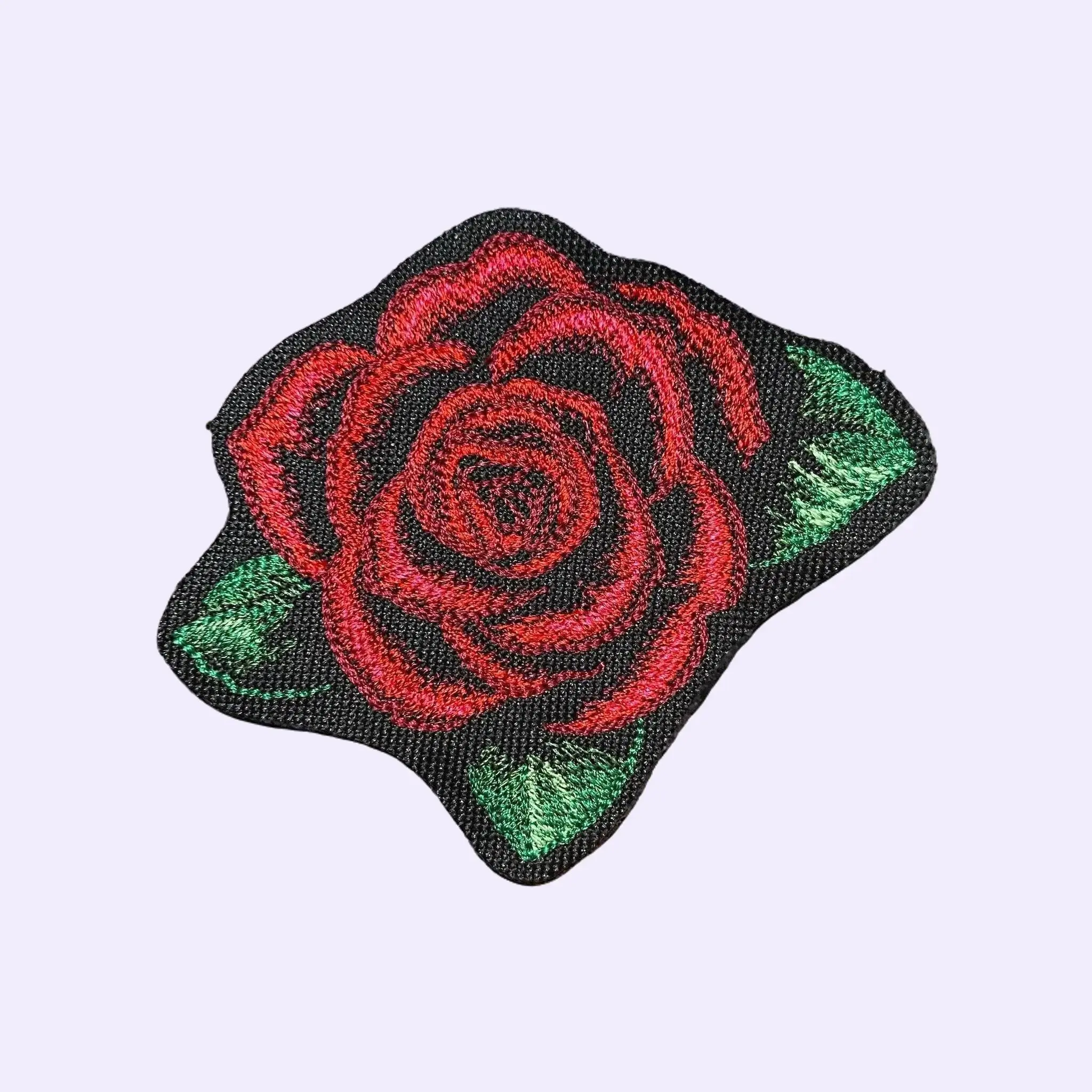 Night Garden Rose Bloom Embroidered Patch - 3-Size Iron-On/Sew-On Floral Embroidery Appliques, Fabric Sewing Accessory for Fashion Enthusiasts’ Embroidery Craft