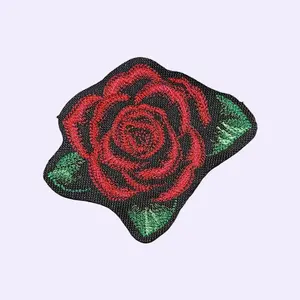 Night Garden Rose Embroidered Patch - 3-Size Iron-On/Sew-On Floral Appliques, Sewing Accessory for Embroidery Craft (Small, Medium, Large)