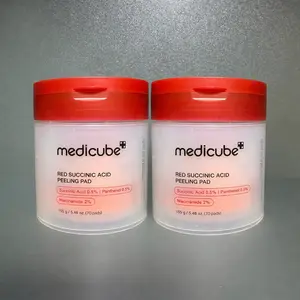 Medicube Red Succinic Acid Peeling Pads, Gentle Exfoliating Toner Pads for Sensitive Acne-Prone Skin, with Panthenol & Niacinamide, 70 Count