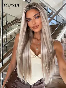 26 Inch Long Silky Straight Wigs for Women, Gorgeous Fluffy Wigs without Bangs, Synthetic Lace Front Wigs for Party, Daily Use, Glueless Frontal Wig