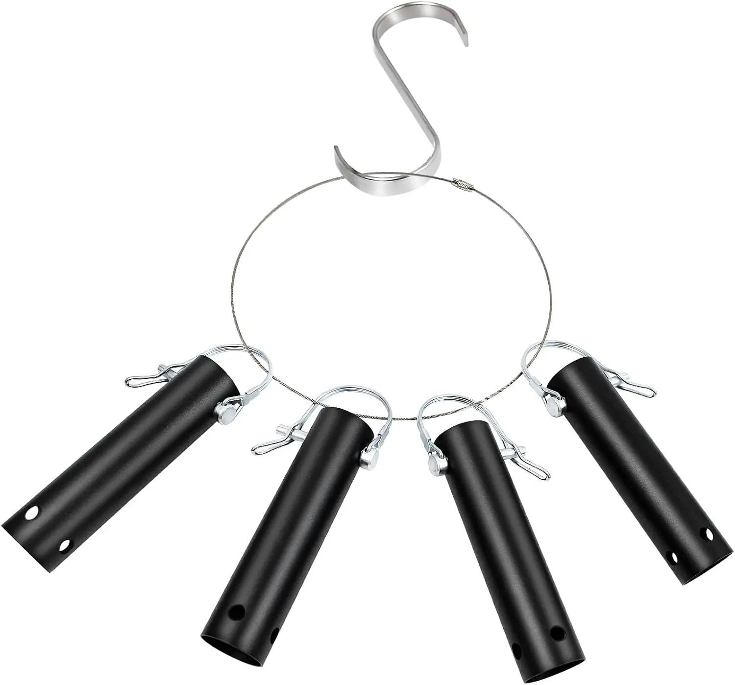 4 Pack Pool Tool Holder and Organizer,Pool Cleaning Equipment Storage with 4 Pool Tool Holder,4 Hooks,Key Chain Loop and S Shaped Hook Easy Storage Pool Cleaning Equipment Storage for Skimmers