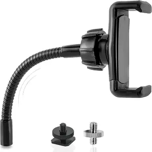 Ring Light Phone Holder Universal Phone Holder for Ring Light with 1/4 and Hot Shoe Adapter, Flexible Phone Mount for RingLight and Tripod Stand