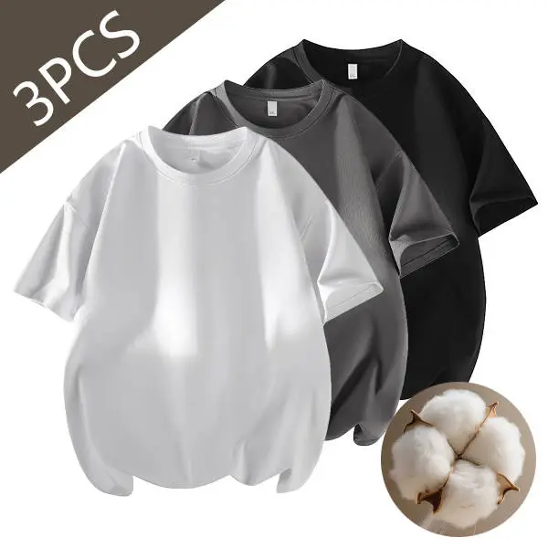 Womens 3 Piece Set Minimalist Oversized T-shirts 100% Cotton Casual Tee Shirts Workout Tops Gym Clothes Summer Loose Fit Short Sleeve Basic Streetwear Soft Comfortable Breathable Essential Womenswear