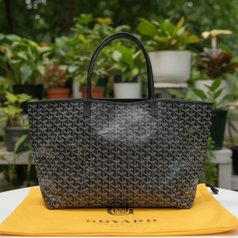 Pre-owned Goyard Canvas Tote Bags Coated Black St. Louis Tote