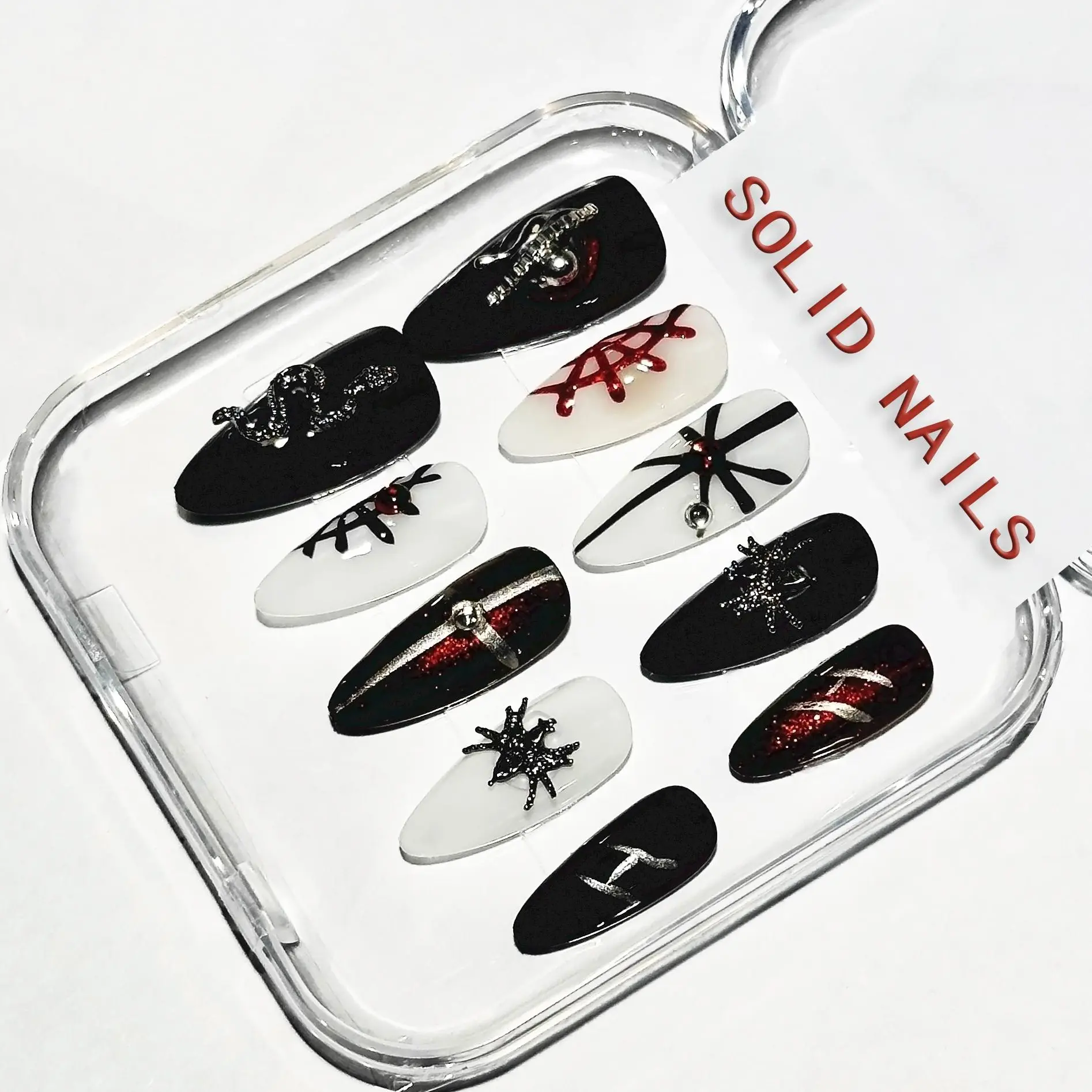 Solid Nails |Gothic Baron Handemade Press On Nails REUSABLE 3D Gel Fake nails acrylic press nails/Summer 2025 reusable acrylic tip Spider Mummy Halloween Press-On Nails Spider Web Pumpkin Press-on Nails Reusable Short Square Pumpkin Press-On Nails