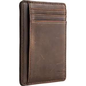 Slim Wallet Front Pocket Minimalist Leather RFID Blocking