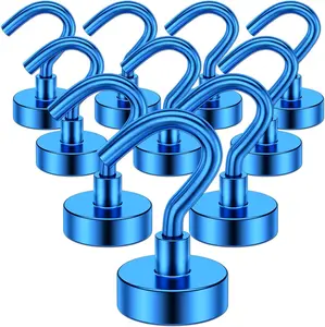 "DON'T MISS OUT" 10 Pack Heavy Duty Magnetic Hooks 25Lbs+ Magnet Hooks for Hanging, Neodymium Magnet Hooks Cruise, Magnet with Hooks Strong Magnetic Hooks for Cruise, Grill, Towel, Kitchen Indoor Hanging