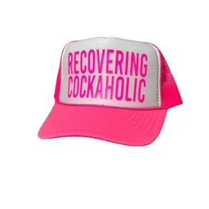Recovering Cockaholic Neon Trucker Hat - Pink & White Adjustable Cap for Trendy Outfits