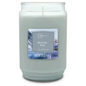 Mountain River Scented Large Glass Jar Candle - 20 oz for a Refreshing and Invigorating Atmosphere