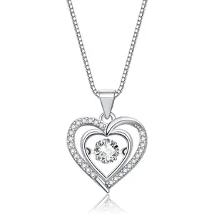Heart Pendant Necklaces for Women 14K Rose Gold Plated with Birthstone Zirconia,Christmas Birthday Anniversary Jewelry Gift for Women Wife Her 18+2 inch