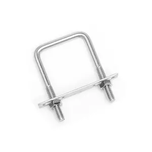 304 Stainless Steel Square U-Bolts 3.54"(90mm) Inner Width, 5.12"(130mm) Length Stainless M8 with Nuts, Frame Plate, Accessories for Automobiles Trailer, Boat Trailer Industrial Parts