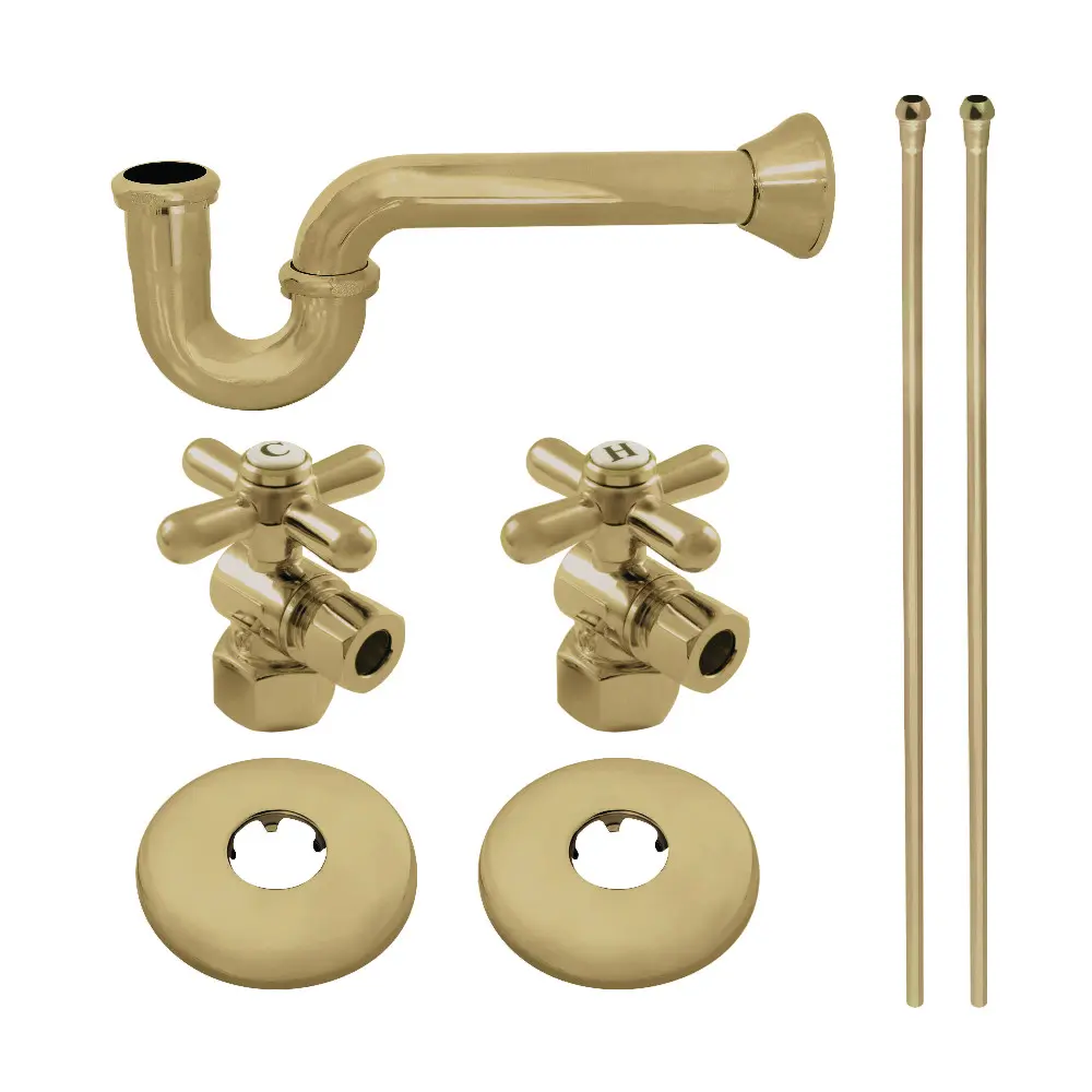 Gourmet Scape Plumbing Supply Kit with 1.5 in. P-Trap - 0.5 in. IPS Inlet x 0.38 in. Compression Oulet, Brushed Brass