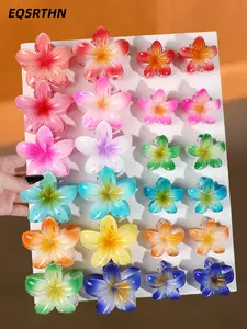 24pcs fashion exquisite holiday style flower hair clip, Bohemian style gradient egg flower hair clip, medium | small color style women's daily leisure hair accessories