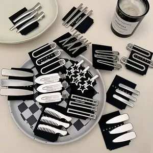 Silver Metal Hair Clips Set - Random 2Pcs Free | No Bend Hair Clips for Bangs, Non-Slip Duckbill Clips, Aesthetic Hair Accessories for Daily & Party