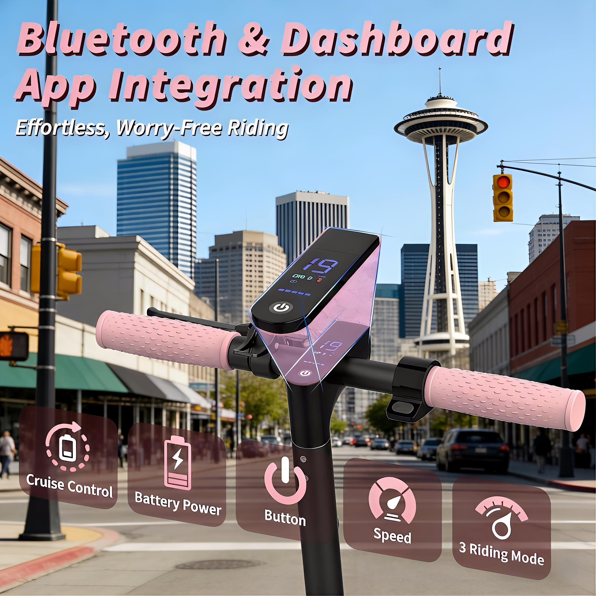 Electric Scooter,8.5" Tires,350W Motor,Up to 19MPH Max Speed,Portable Electric Scooter with Light, Suitable for Female Girls,Halloween Gifts