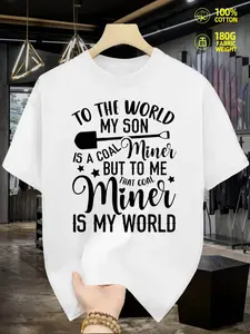 Men's Coal Miner Pride Graphic T-Shirt - 180GSM Heavyweight 100% Short Sleeve T-Shirt, featuring a coal miner and coal mine design, coal miner pride slogan, men's casual crew neck shirt, suitable for all seasons.