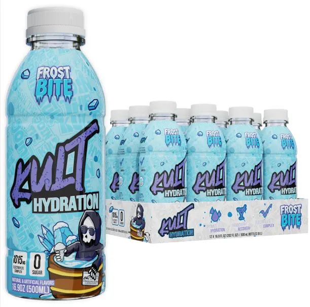 Kult Hydration Electrolyte Replenishment Drink 5 Calories Sugar Free 1015mg Total Electrolytes 16.9 fl oz 12 Pack Energy Booster Sport Beverage