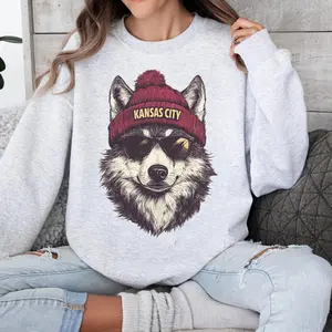 Football Crewneck Heavyweight Sweatshirt Retro Game Day Outfit Cozy Chiefs Fan Apparel Sublimated Spirit Animal Sports Shirt Casual Unisex Made in USA