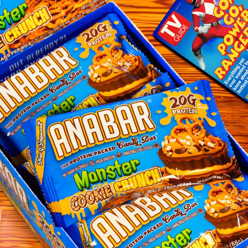 Anabar Monster Cookie Crunch - 12 Pack - Best Tasting Protein Bar with 20g Protein & No Sugar Alcohols - Chocolate Snack with Peanut Butter Candy Pieces