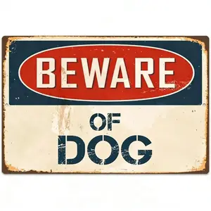 Stickerpirate Caution: DOG 8" X 12" Classic Metal Retro Metal Sign VS708