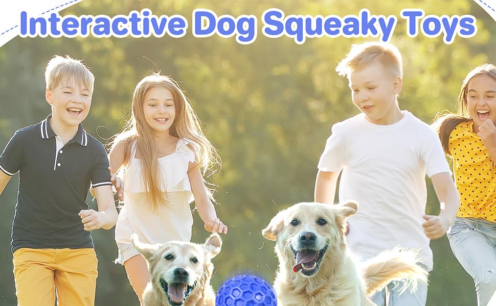 Indestructible Squeaky Dog Ball, Relieves Anxiety, Cleans Teeth, Interactive Chew Toy for Aggressive Chewers, Dog Toy for Large Breeds, Outdoor Waterproof