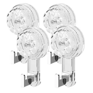 Suction Cup Hooks for Shower - Removable No-Drill Hooks for Glass Door, Mirror, Tile | Bathroom Towel & Robe Hooks, Decoration Organizer