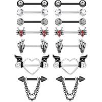 D. Black Nipple Rings Set