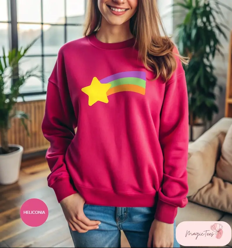 Mabel Rainbow Star Sweatshirt, Mabel Sweater for Cartoon Fans Colorful Star Design Cute and Trendy Sweater Perfect Gift for Her