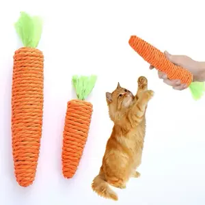Cat Toy Carrot Sound Pet Products Bite Resistant Paper Rope Scratcher - Interactive Play for Cats with Green Tails