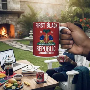 First Black Republic Haiti Strong Mug - Premium Ceramic Coffee Cup with Iconic Coat of Arms Design for Haitian Heritage & Strength Celebrations