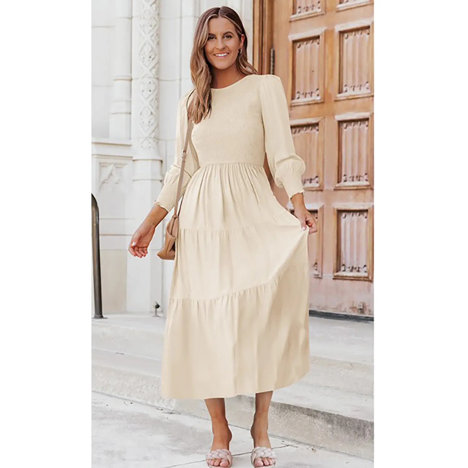 chinese dress ladies Petal and Pup Women's Edwina Shirred Frill Long Sleeve Midi Dress main image 1