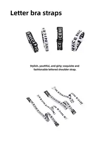 1.5cm Wide Strap Bra Band, Nice Letter Print Dual Shoulder Strap, Versatile Sexy Backless Lingerie Strap, Fashionable Innerwear Accessory
