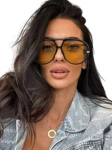 Fashion Oversized Pilot Sunglasses for Women, Vintage Metal Lens Sunglasses, Elegant Design Perfect for Summer, Beach, Vacation, Outdoor, Travel