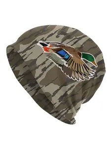 Men'S Thin Beanie Hats with Mallard Camouflage Design, Perfect for Hip Hop Style.