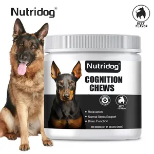 Nutridog Advanced Cognitive Chews for Dogs with DHA and Alpha GPC to Support Brain Health and Nerve Function