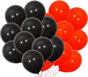 PMLAND 100 Pieces Black and Red Latex Party Balloons 12 Inches Thickened for Wedding Birthday Event Decoration Inflatable Uninflated
