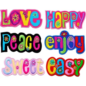 Love Iron on Patch Peace Iron on Patch Happy Sweet Easy Applique Valentine Emboidered Valentine Patch