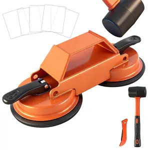 Floor Gap Fixer Tool Heavy Duty 45°Striking Surface Floor Gap Repair Tool Made of Iron & Enhanced Suction Cup with Slot Cutter, Hammer and 5pcs Sticky Pads for Fixer Laminate/Vinyl Flooring Tools