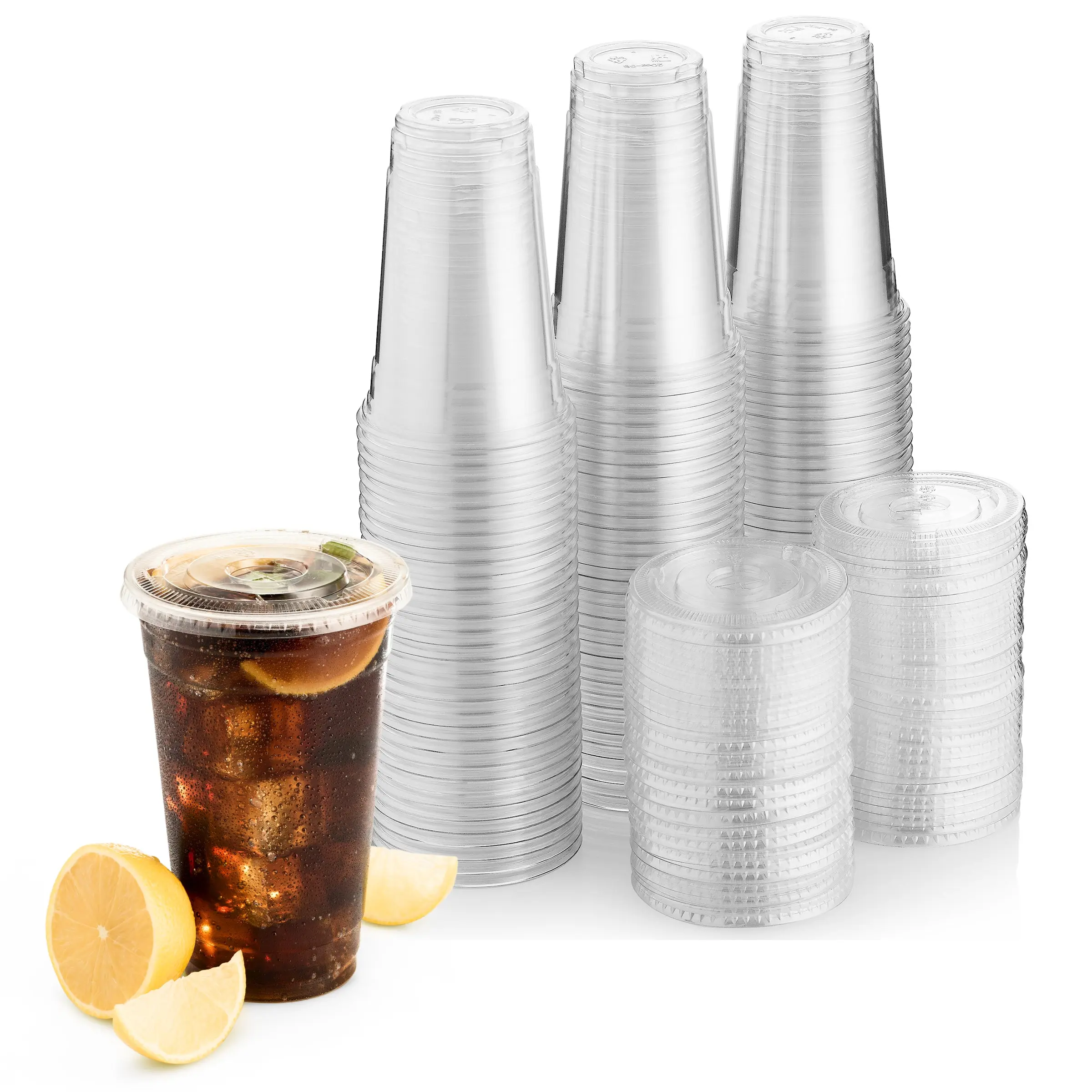 20 oz. Plastic Clear Cups With Flat Lids Pack of 100 cups xmas tumbler holiday time tumbler bottle