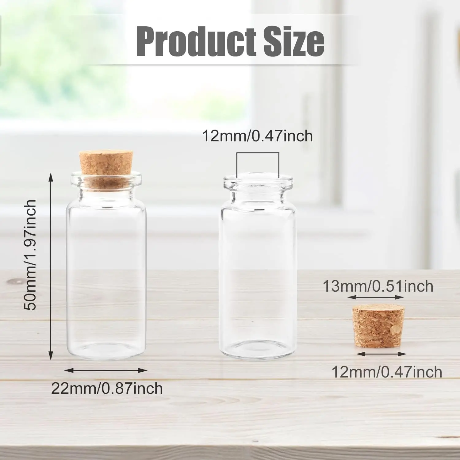 30PCS 10ml Glass Bottles Transparent Mini Glass Vials Empty Sample Container Jars with Cork Stoppers for Message Wish Wedding Party Favors Jewelry DIY Decoration